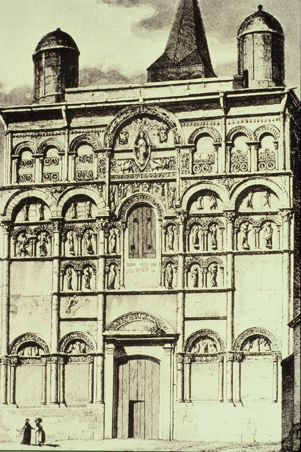 Cathédrale d'Angoulême. Façade occidentale avant restauration.